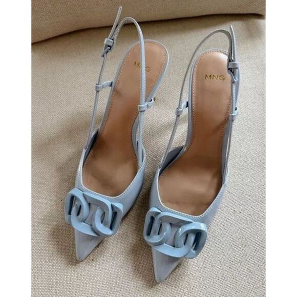 RARE! MANGO Faux Patent Leather Chain Heels NWT โจ Size 6.5 EUR 37 - Picture 4 of 10